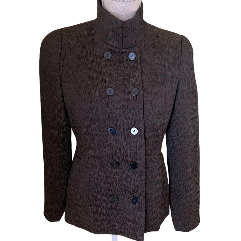 Nina Mclamore Brown/Black Textured Double-Breasted Jacket 2